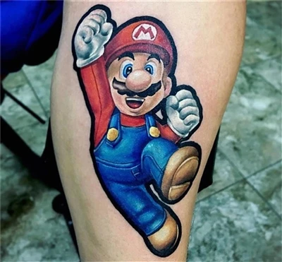 Mario Bross Tattoo Storiti @nacho_serrano_2012 iz Argentine z #sparkcartridge...