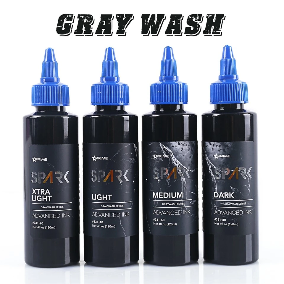 Set stekleničk Spark Graywash Tattoo Ink - 4 Oz