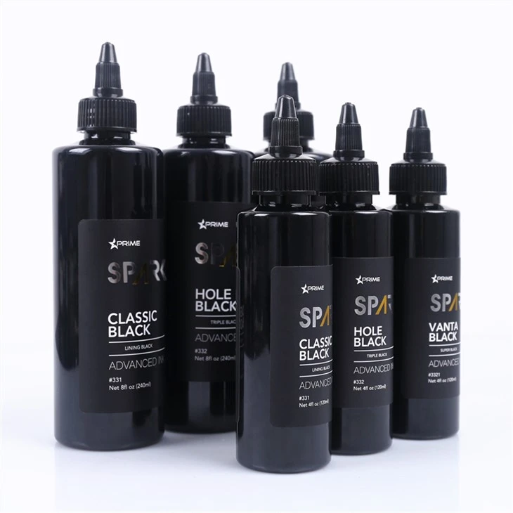 Komplet s črnilom za tetoviranje s črnilom za tetoviranje Triple Black 8OZ Hole Series Spark